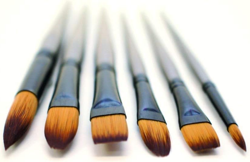 Mont Marte Gallery Series Acrylic Brush Set, 6 Piece. Selection of Synthetic Hair Paint Brushes Suitable for Acrylic Painting