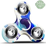 Fidget Spinner Prime - Hand Spinner - Office Desk Toys - Relieves Stress ADD, ADHD, Anxiety, and Autism - Durable Ceramic Bearings - 3 Min Spin - EDC Fidget Toys - Adults Kids - by Ombrace (Blue Camo)
