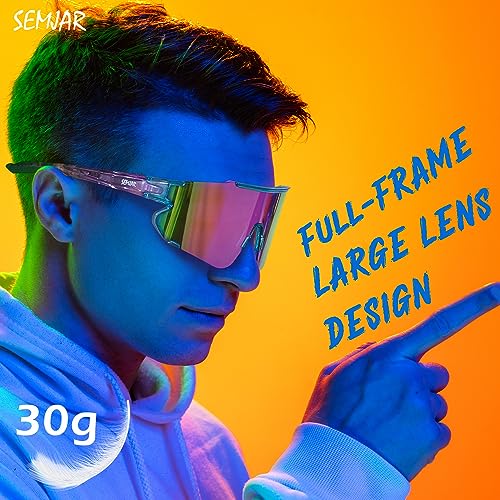 Semjar Cycling Glasses Sports Sunglasses,UV400 Adjustable Softball Baseball Sunglasses for Mens Women Youth,80s Cool Polarized Running Sunglass Purple Lens