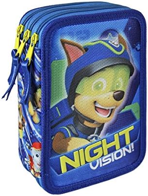 Paw Patrol 2700-183 Filled Pencil Case Triple, 3 Compartments, markers, crayons, Accessories School 43 Pieces, Polyester, Multi-Colour