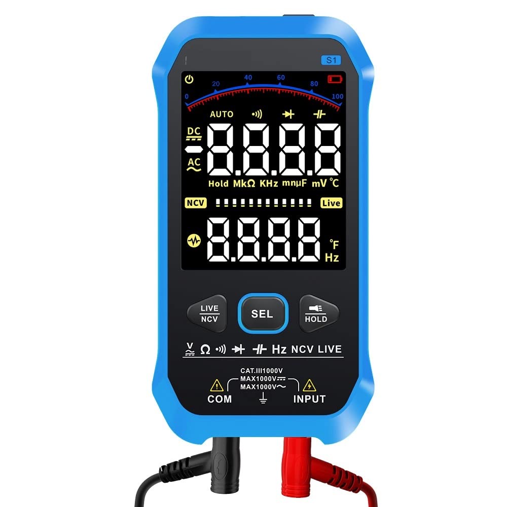DollaTek S1 Smart Digital Multimeter 9999counts AC DC Voltage Resistance Capacitance Diode NCV Hz Live Wire Color Display Tester