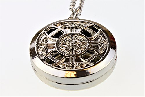 Celtic Cross Chrome Polished Aromatherapy Essential Oil Diffuser Necklace Locket Jewelry Gift Set (Includes Lavender Peppermint Zen Inner Calm - 5 ml Bottles) - Thumbnail 5