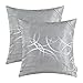 CaliTime Cushion Covers Cushion Cover Pack of 2 Bowls for Couch Sofa Home Decoration Modern Shiny and Matt Contrast Circles Rings Geometric 50 cm x 50 cm Silver Grey