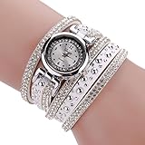 Malltop Vintage Bling Crystal Braided Winding Wrap Chain Bracelet Dial Quartz Wrist Analog Watch Pretty Gift for Teenager