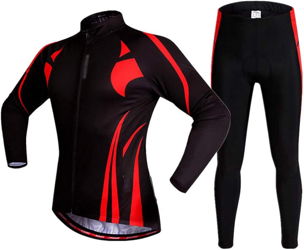 ZLYJ Men's Long Sleeve Cycling Jersey Set,Quick Dry Breathable Bicycle