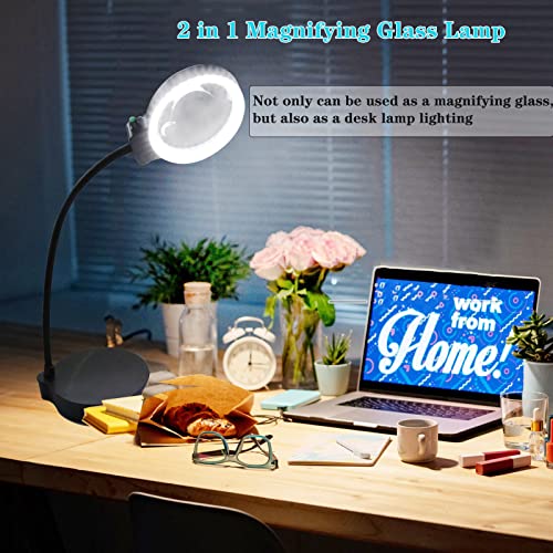 Magnifying Glass with Light 2 in 1 Magnifying Lamp 10X 20X Magnifying