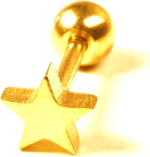 Amazon From Da Phactory 軟骨ピアス ボディピアス 16g ストレートバーベル スター ハート チャーム シルバー ゴールド ピンクゴールド ブラック おしゃれ かわいい ファーストピアス セカンドピアス スター ゴールド 16gチャーム3mmボール4mm ボディ ピアス 通販