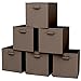 Home-Complete Storage Cubes-6-Piece Set Fabric Foldable Container Bins for Home, Office, Nursery-Organize Toys, Books, Clothes and More, Brown