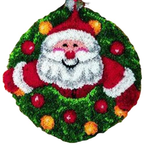 NewGtuizi Latch Hook Rug Kits for Adults, 20x20 Inch Santa Claus Latch Hook Rug Kit, DIY Cross Unfinished Kit for Christmas Home Carpet Decor, Home Decor