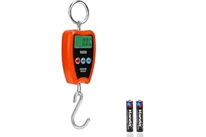 Outmate Digital Crane Scale 300kg/660lbs 200kg/440lbs with LED Handheld Mini Hanging Scale for Garage Farm Hunting Fishing Etc(200kg/Plastic Shell/Orange)