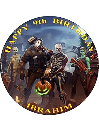 fortnite 7 5 round design 3 icing cake topper any name age or message use the greeting message when you check out or email me with the name - fortnite cake topper amazon uk