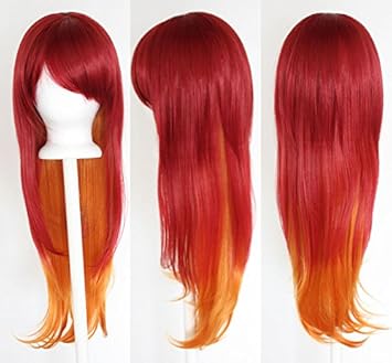 Amazon Com Haku Crimson Red Fade To Copper Brown Wig 28 Long