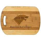 Dinner is Coming Cutting Board 14''x9.5''x.5'' Bamboo