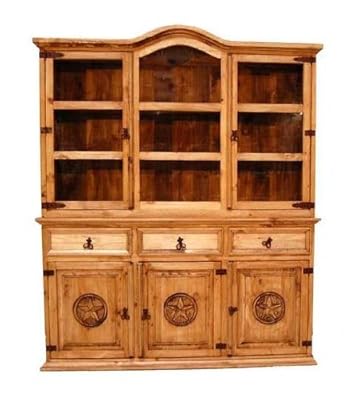 Million Dollar Rustic Two-Piece China Cabinet with Stars