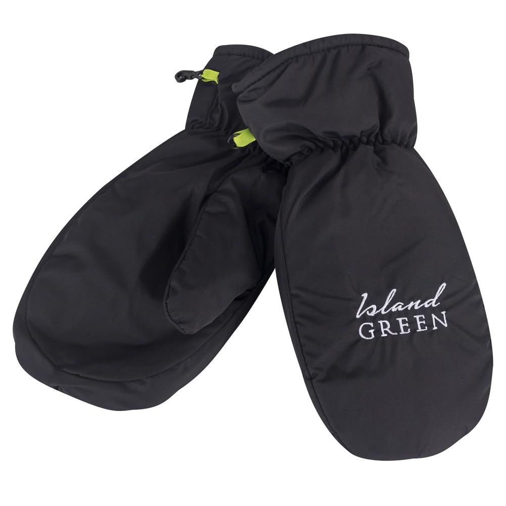Island Green Mens Fleece Lined Durable Golf Mitts Gloves, Black, One Size