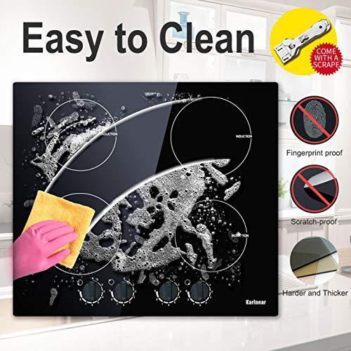 Induction Cooktop 4 Burner, 24 Inch Electric Cooktop with Electronic