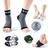 Plantar Fasciitis Relief & Recovery Kit - Pack of 9- Foot Care Compression Sleeves, Silicone Heel Protectors, Massage Ball, Cushioned Arch Supports & Inserts –Pain Relief & Increase Circulation