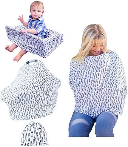 Nursing Breastfeeding Car Seat Cover - Minimize items in your Diaper Bag with this Multi-Use Cover for Girls and Boys. Use as a Carseat Canopy, Scarf, or on Highchair - Perfect Infant Baby Shower Gift