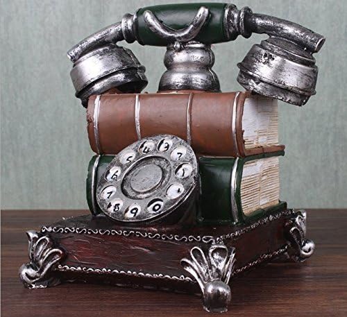 URGrace 6.3" Retro Resin Telephone Figurine Piggy Bank Vintage Money Box Coin Bank Saving Pot Rotary Dial Phone Birthday Gift Coffee Shop Statue Decoration