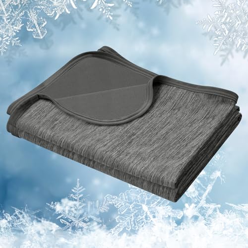 WOLTU Cooling Blanket 2 in 1, Summer Blanket Arc-Chill, Q-Max > 0.45, Double-Sided Blanket for Summer, Self-Cooling, Breathable, Lightweight, 150 x 200 cm, Grey