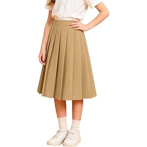Uniform Skirts for Girls High Waisted Pleated Midi Skort Knee-Length Breathable School Kids Outfit 2026 Size 3-17T