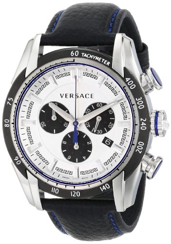 Versace Men's VDB010014 V-Ray Stainless Steel Watch with Black Leather Band