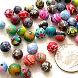 Beading Station 100-Piece BSI Colorful Polymer Clay Round Beads, 6mm