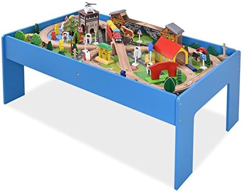 Premium Quality Non-Toxic 108 Piece Wooden Table Toy Train Railway Track Set for Children, Toddler, Kids, Birthdays, Christmas Gift