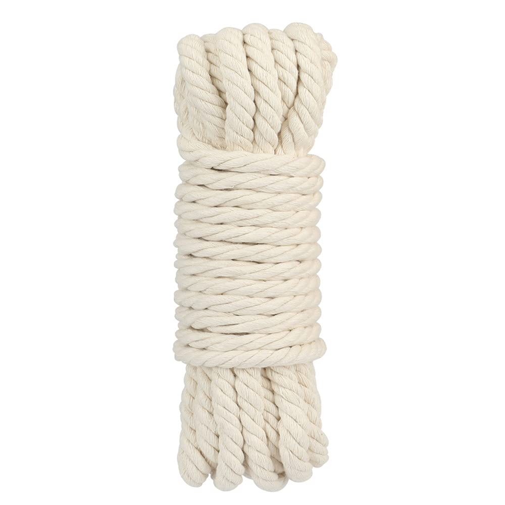 jijAcraft 10M 12MM Macrame Cord, Thick White Cotton Macrame Rope for Wall Plant Hangers Knitting DIY Crafting Decoration