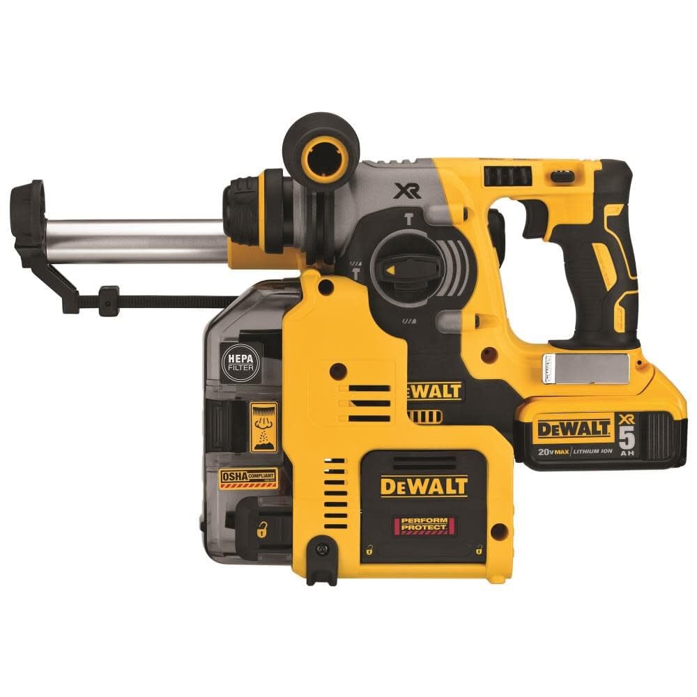 DEWALT 20V MAX XR Rotary Hammer, SDS Plus, L-Shape, On-Board Dust Extractor, 1-Inch (DCH273P2DHO)