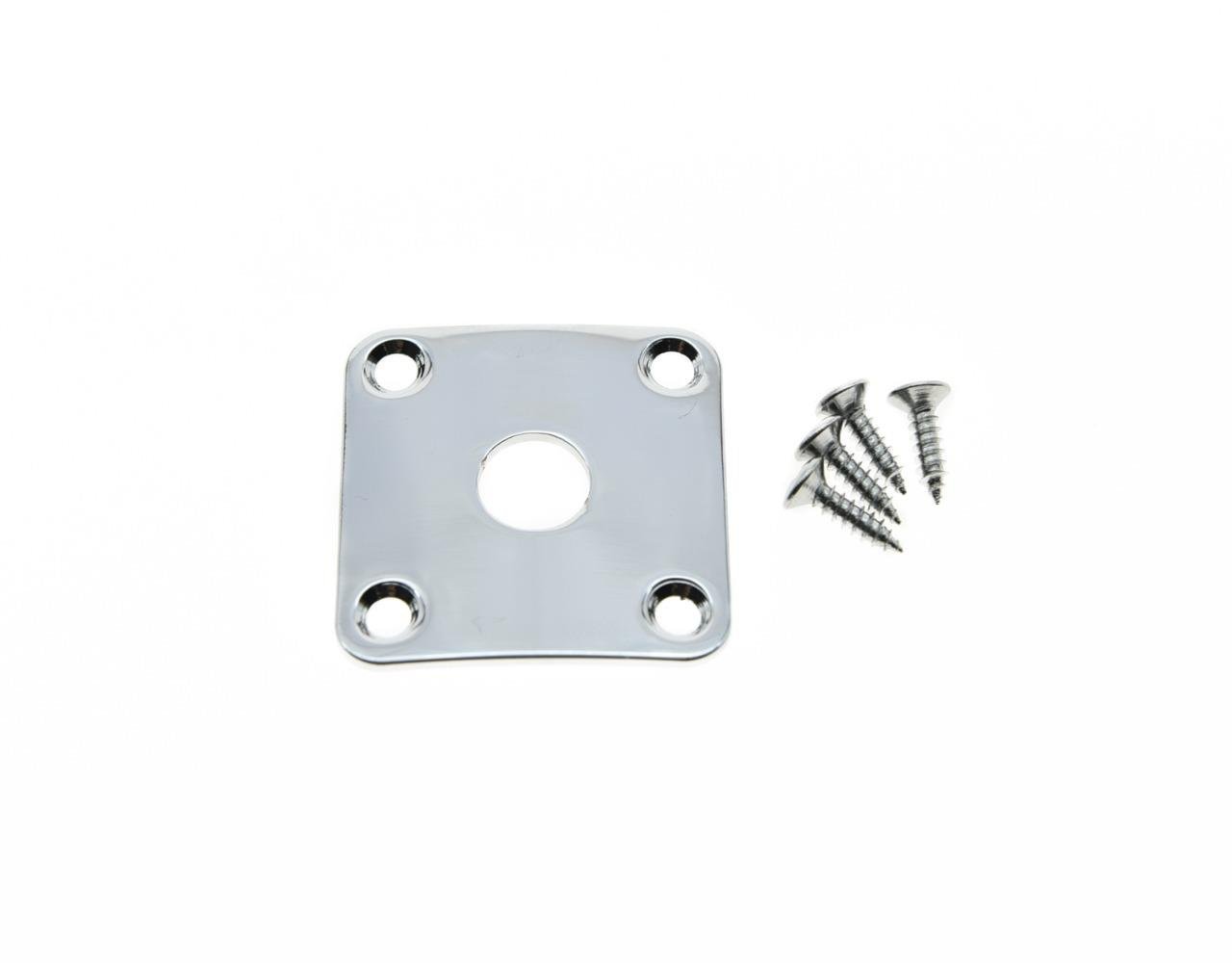 KAISH Chrome Metal Curved Bottom Jack Plate Curved Base Square Jackplate for Les Paul LP Guitars