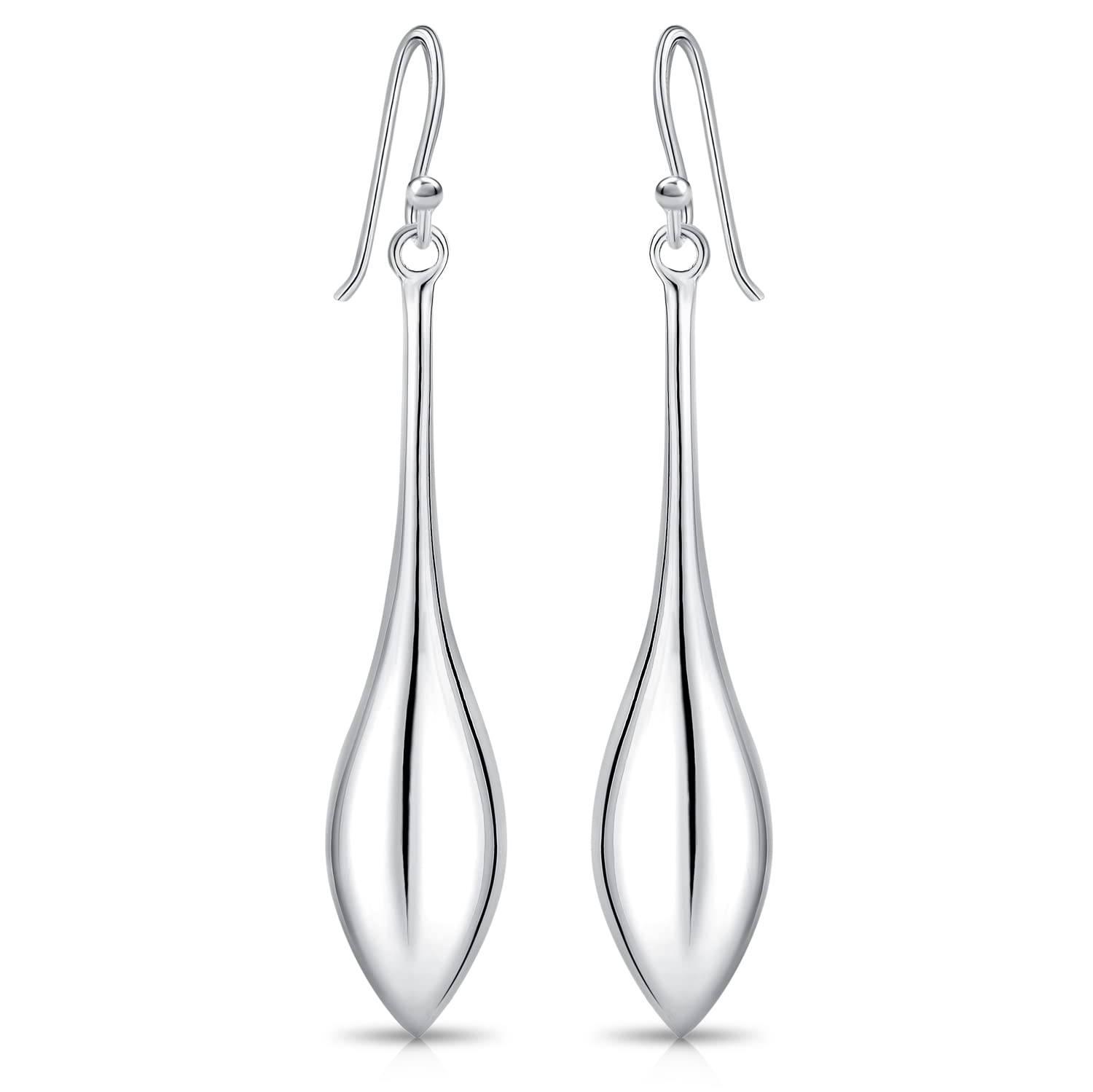 DTPsilver® 925 Sterling Silver Plated Hook Long Drop Dangle Earrings - Dimensions: 9 x 53 mm