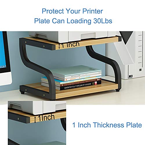 PUNCIA Office Desktop Laser Multifunction Printer Copier Scanner Shelf Stand Rack with Anti - Skid Pads for Desktop Organizer Storage Shelf Double Tier Tray for Microwave Oven Potted Plants (Black)