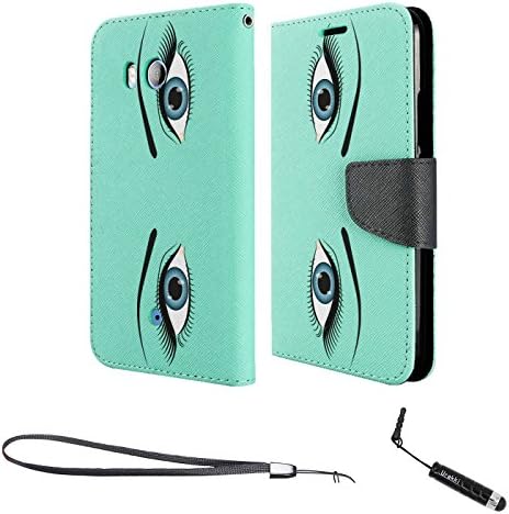 HTC U11 , HTC U 11 Wallet Case, TEAL Stylish Premium PU Leather with Hand Strap Flip Pouch Wallet Folio Case by URAKKI - HTC U11 , HTC U 11 (5.5-inch) 2017 [Hazel Eye] Case