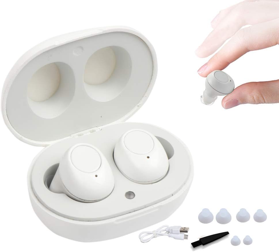 Digital Hearing Amplifier Left Right Ear Set Clear Sound Volume Control 2 Year Warranty GPFATTRY(White)
