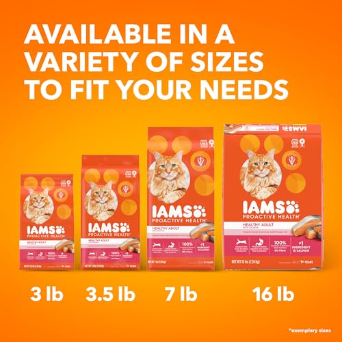 IAMS PROACTIVE HEALTH ADULT HEALTHY DRY CAT FOOD WITH SALMON, 7 LB. BAG