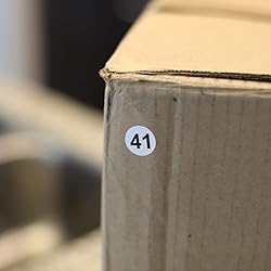 White with Black Number 41 Circle Dot Stickers, 3/4