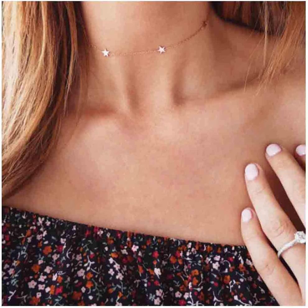 Olbye Star Necklace Choker Gold Chain Necklace Minimalist Choker Jewelry for Women and Girls (Gold)
