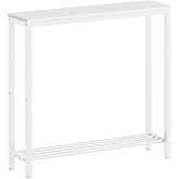 YATINEY Narrow Console Table, 2-Tier Small Sofa Table, 29.5" Thin Entryway Behind Couch Table with Shelves, Industrial Hallway Table, for Living Room, Foyer, White CT03WW
