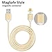 [Upgraded Version] Fantany Magnetic Micro USB Charger Braided Fast Cable, Reversible Detachable Design Cord with LED Indicator Adapter for Android Samsung HTC Huawei Moto LG 3 Ft Gold Mm2