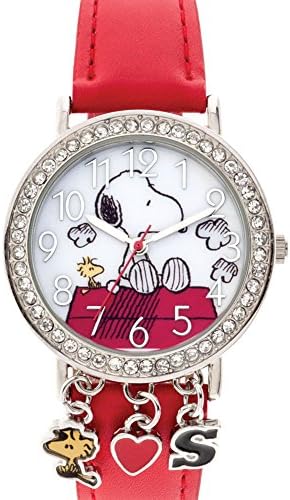 PEANUTS Snoopy & Woodstock Charm Watch - Cartoon Image On Faux Gemstone Case