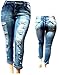 Jack David Womens Plus Size Ankle Skinny Basic Denim Jeans Ripped Distressed Strech Pants