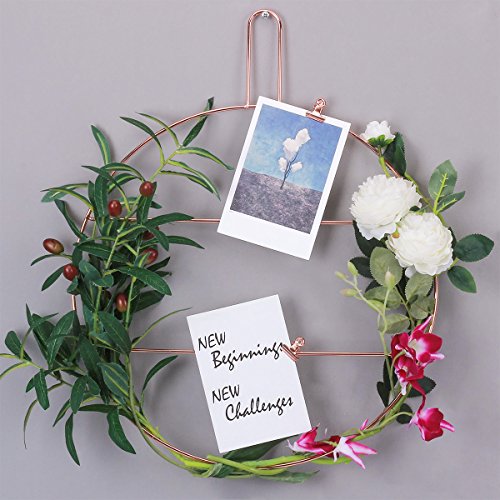 image for Simmer Stone Rose Gold Round Wire Wall Decor, Wall Mount Photo Hanging