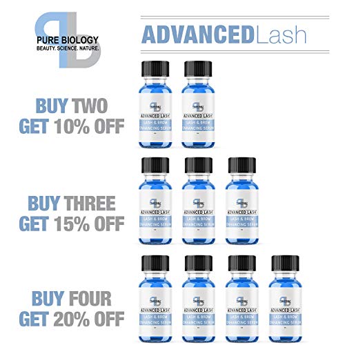 Pure Biology Eyelash Growth Serum & Eyebrow Enhancer - Biotin, Green Tea, Panax Ginseng, Natural DHT Blockers & Breakthrough Hair Growth Stimulating Complex - Men & Women - Applicators Incl.