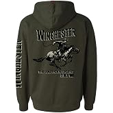 Winchester Official Vintage Rider Printed Fleece Pullover Hooded Sweatshirt for Men, Women, Unisex