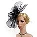 Mwfus Women Girls Mesh Feather Fascinator Wedding Cocktail Tea Party Headband Hairband