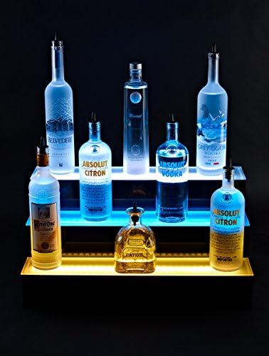 Armana Productions 3 Tier Liquor Bottle Shelf - LED Lighted Liquor Bottle Display Shelf 24