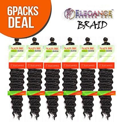 Elegance24seven Synthetic Hair Braids Deep Twist Bulk 22 (6-Pack) (99J)