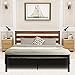 GreenForest Queen Bed Frame Metal Studio Platform Bed with Wood Slat Support Wooden Headboard No Box Spring Needed and Noise-Free