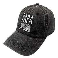 Waldeal Hats for Men Dad Papa Bear Embroidered Adjustable Baseball Hat Caps Black